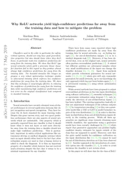 Why ReLU networks yield high-confidence predictions far away from the
  training data and how to mitigate the problem