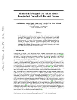 Imitation Learning for End to End Vehicle Longitudinal Control with
  Forward Camera