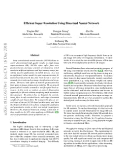 Efficient Super Resolution Using Binarized Neural Network