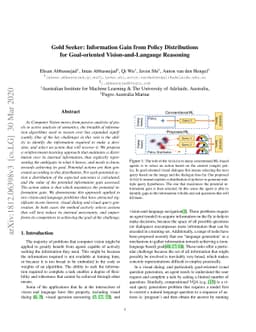 Gold Seeker: Information Gain from Policy Distributions for
  Goal-oriented Vision-and-Langauge Reasoning