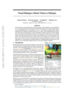 Visual Dialogue without Vision or Dialogue