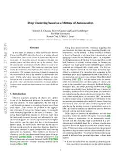 Deep Clustering Based on a Mixture of Autoencoders