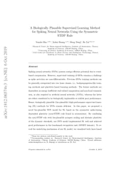 A Biologically Plausible Supervised Learning Method for Spiking Neural
  Networks Using the Symmetric STDP Rule