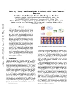 Arbitrary Talking Face Generation via Attentional Audio-Visual Coherence
  Learning