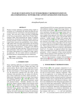 Feature Fusion Effects of Tensor Product Representation on
  (De)Compositional Network for Caption Generation for Images