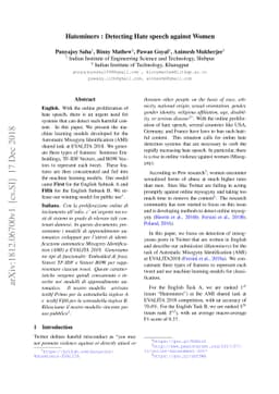 Hateminers : Detecting Hate speech against Women
