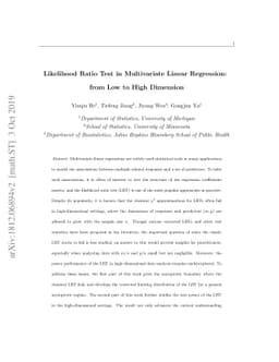 Likelihood Ratio Test in Multivariate Linear Regression: from Low to
  High Dimension