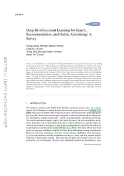 Deep reinforcement learning for search, recommendation, and online
  advertising: a survey