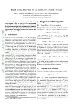 Frank-Wolfe Algorithm for the Exact Sparse Problem