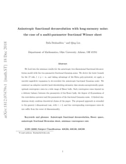 Anisotropic functional deconvolution with long-memory noise: the case of
  a multi-parameter fractional Wiener sheet