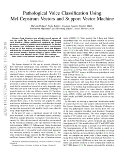 Pathological Voice Classification Using Mel-Cepstrum Vectors and Support
  Vector Machine