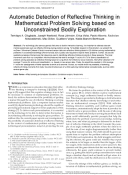 Automatic Detection of Reflective Thinking in Mathematical Problem
  Solving based on Unconstrained Bodily Exploration
