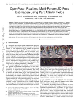 OpenPose: Realtime Multi-Person 2D Pose Estimation using Part Affinity
  Fields