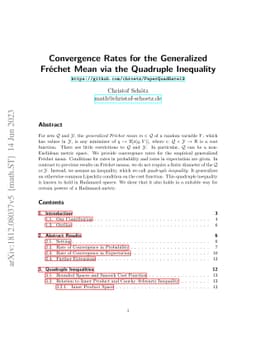 Convergence Rates for the Generalized Fréchet Mean via the Quadruple
  Inequality