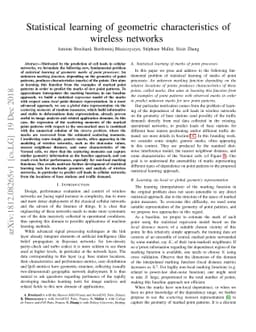 Statistical learning of geometric characteristics of wireless networks