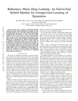 Robustness Meets Deep Learning: An End-to-End Hybrid Pipeline for
  Unsupervised Learning of Egomotion