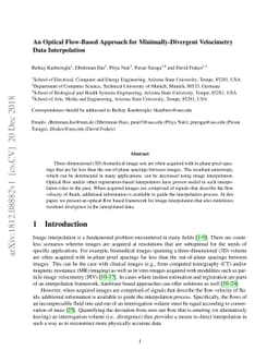 An Optical Flow-Based Approach for Minimally-Divergent Velocimetry Data
  Interpolation