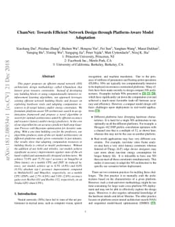 ChamNet: Towards Efficient Network Design through Platform-Aware Model
  Adaptation