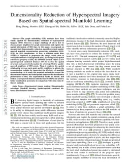 Dimensionality Reduction of Hyperspectral Imagery Based on
  Spatial-spectral Manifold Learning