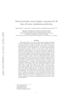 Neural networks versus Logistic regression for 30 days all-cause
  readmission prediction