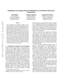Exploiting Cross-Lingual Subword Similarities in Low-Resource Document
  Classification