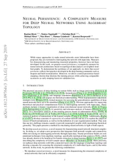 Neural Persistence: A Complexity Measure for Deep Neural Networks Using
  Algebraic Topology