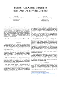 Pansori: ASR Corpus Generation from Open Online Video Contents