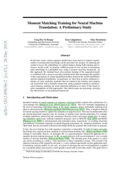 Moment Matching Training for Neural Machine Translation: A Preliminary
  Study