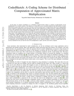 CodedSketch: A Coding Scheme for Distributed Computation of Approximated
  Matrix Multiplication