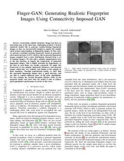 Finger-GAN: Generating Realistic Fingerprint Images Using Connectivity
  Imposed GAN