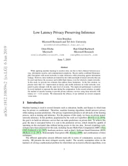 Low Latency Privacy Preserving Inference