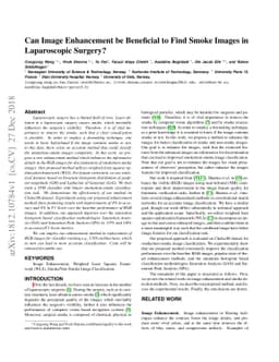 Can Image Enhancement be Beneficial to Find Smoke Images in Laparoscopic
  Surgery?