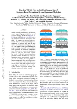 Can You Tell Me How to Get Past Sesame Street? Sentence-Level
  Pretraining Beyond Language Modeling