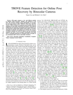 TROVE Feature Detection for Online Pose Recovery by Binocular Cameras