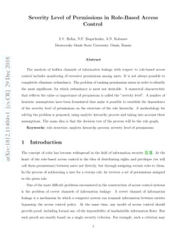 Severity Level of Permissions in Role-Based Access Control