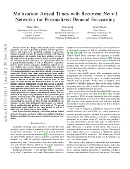 Multivariate Arrival Times with Recurrent Neural Networks for
  Personalized Demand Forecasting