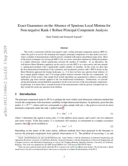 Exact Guarantees on the Absence of Spurious Local Minima for
  Non-negative Rank-1 Robust Principal Component Analysis
