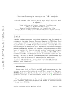 Machine learning in resting-state fMRI analysis