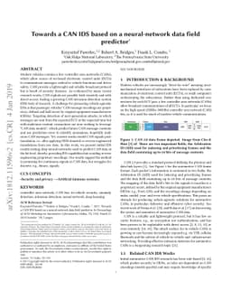 Towards a CAN IDS based on a neural-network data field predictor