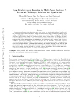 Deep Reinforcement Learning for Multi-Agent Systems: A Review of
  Challenges, Solutions and Applications