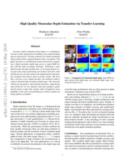 High Quality Monocular Depth Estimation via Transfer Learning
