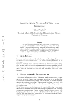 Recurrent Neural Networks for Time Series Forecasting