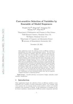 Cost-sensitive Selection of Variables by Ensemble of Model Sequences