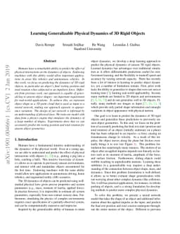Learning Generalizable Physical Dynamics of 3D Rigid Objects