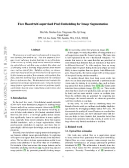 Flow Based Self-supervised Pixel Embedding for Image Segmentation