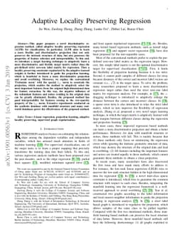 Adaptive Locality Preserving Regression