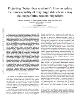 Projecting "better than randomly": How to reduce the dimensionality of
  very large datasets in a way that outperforms random projections