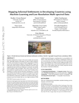 Mapping Informal Settlements in Developing Countries using Machine
  Learning and Low Resolution Multi-spectral Data