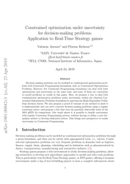 Constrained optimization under uncertainty for decision-making problems:
  Application to Real-Time Strategy games