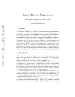 Rational Threshold Cryptosystems